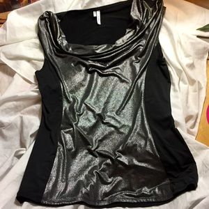 🍌 Studio Y Sexy Shiny Black Sleeveless Top